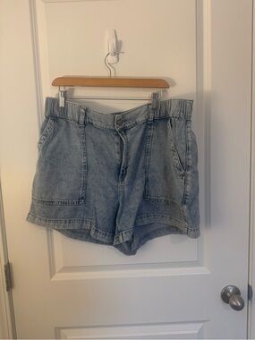 GAP Washed Light Blue High-Rise Denim Shorts